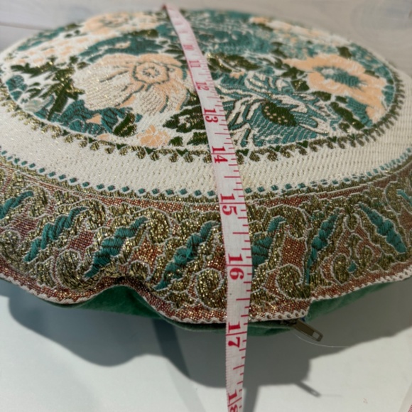 Vintage Handmade Embroidered Floral Throw Pillow - Picture 6 of 8